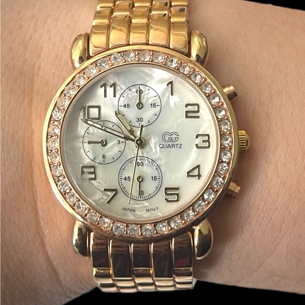 GG Golden Tone Rhinestone Watch - Picture 2 of 4
